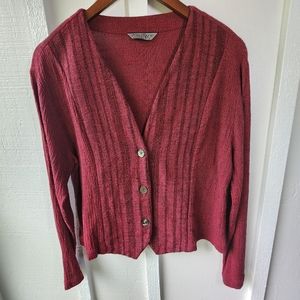 PEBBLE RAYON Long Sleeve Sweater Button Front With Abalone Button Textured S